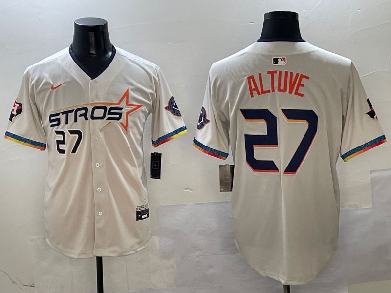 Men Houston Astros #27 Altuve Cream Fourth generation Joint Name Nike 2025 MLB Jersey style 1->houston astros->MLB Jersey